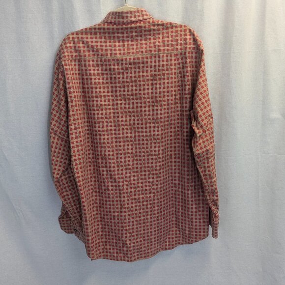 Scott Barber Size Large Red and Gold Checkered Button Down 100% Cotton - Picture 6 of 16